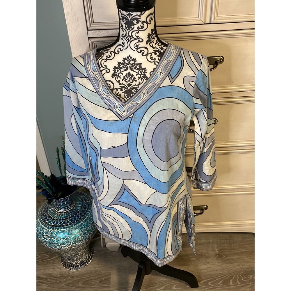 Womens Gretchen Scott blue geometric tunic small - Picture 2 of 10